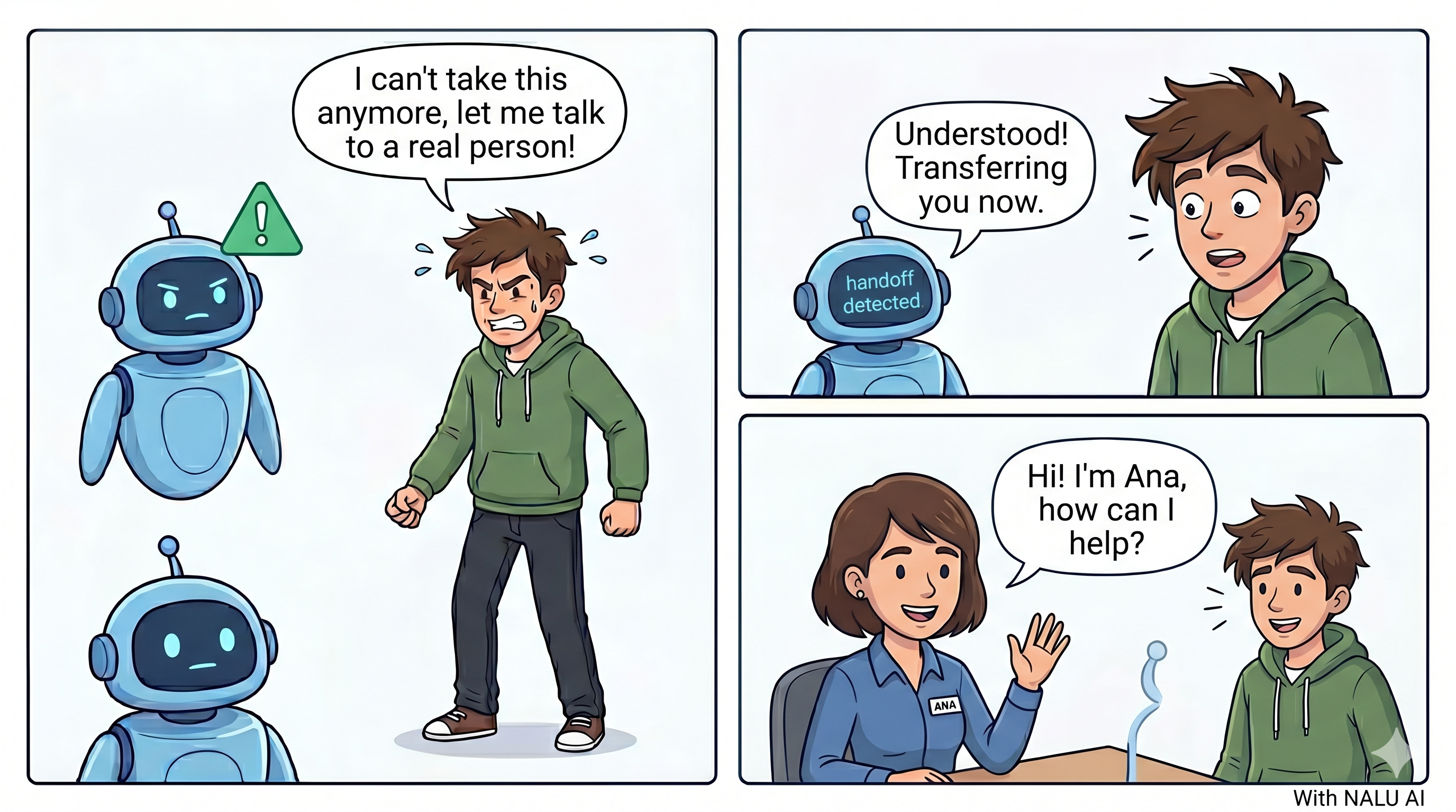 NaLU identifying intent to speak with human
